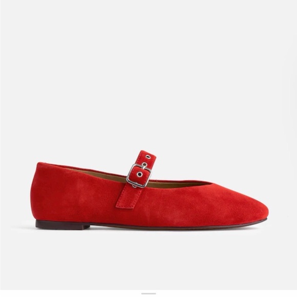 Madewell Shoes - Madewell Red Suede Flats with Buckle
